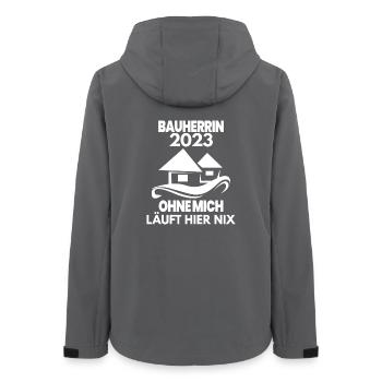 Bauherrin 2023 Hausbau Baustelle Richtfest - Frauen Recycelte Softshelljacke von Stanley/Stella - Anthrazit - Hinten - AI Model Female 172 light (172cm)