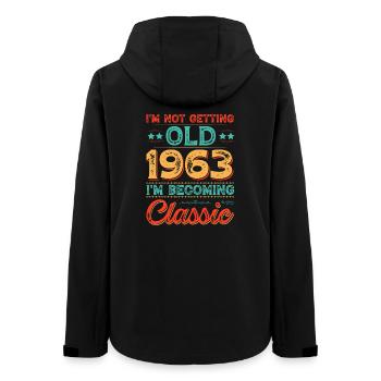 Message humoristique Anniversaire 1963 - Veste softshell femme recyclée Stanley/Stella - noir - Dos - AI Model Female 172 light (172cm)