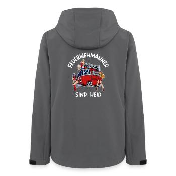 Feuerwehrauto Statement Feuerwehr Brandschutz - Frauen Recycelte Softshelljacke von Stanley/Stella - Anthrazit - Hinten - AI Model Female 172 light (172cm)
