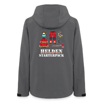 Retter Statement Feuerwehrhelm Brandschutz Feuer - Frauen Recycelte Softshelljacke von Stanley/Stella - Anthrazit - Hinten - AI Model Female 172 light (172cm)