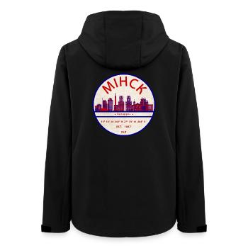 Minsk Skyline Emblem Coordinates - Women’s Recycled Softshell Jacket by Stanley/Stella - black - Back - AI Model Female 172 light (172cm)