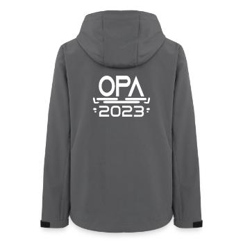 Opa 2023 - Opa werden - Opa Geschenk - Frauen Recycelte Softshelljacke von Stanley/Stella - Anthrazit - Hinten - AI Model Female 172 light (172cm)