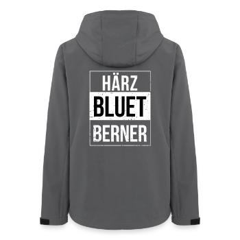 Bern Härzbluetberner Berner - Frauen Recycelte Softshelljacke von Stanley/Stella - Anthrazit - Hinten - AI Model Female 172 light (172cm)