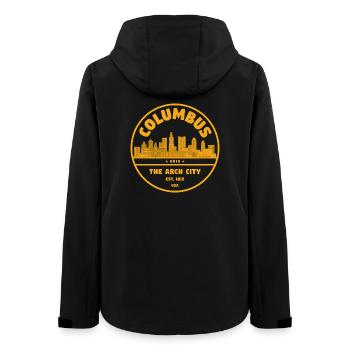 Columbus Arch City Skyline - Frauen Recycelte Softshelljacke von Stanley/Stella - Schwarz - Hinten - AI Model Female 172 light (172cm)