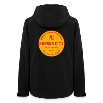 Kansas City BBQ Emblem Circle - Women’s Recycled Softshell Jacket by Stanley/Stella - black - Back - AI Model Female 172 light (172cm)