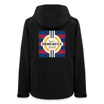This is Newcastle Enjoy - Women’s Recycled Softshell Jacket by Stanley/Stella - black - Back - AI Model Female 172 light (172cm)