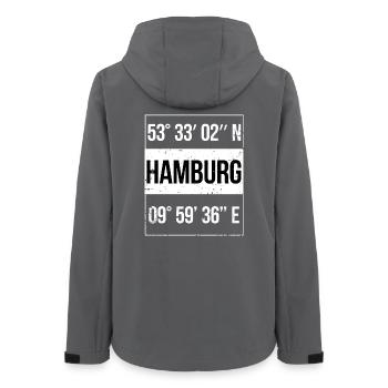 Hamburg Koordinaten - Frauen Recycelte Softshelljacke von Stanley/Stella - Anthrazit - Hinten - AI Model Female 172 light (172cm)