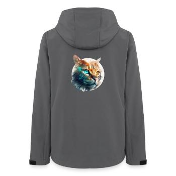 Schöne Katze mit zwei Augenfarben, Heterochromie - Frauen Recycelte Softshelljacke von Stanley/Stella - Anthrazit - Hinten - AI Model Female 172 light (172cm)