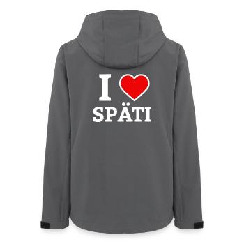 I Love Späti - <3 Heart - Berlin Culture Humor - w - Women’s Recycled Softshell Jacket by Stanley/Stella - anthracite - Back - AI Model Female 172 light (172cm)