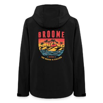 Broome Australia palm design - Women’s Recycled Softshell Jacket by Stanley/Stella - black - Back - AI Model Female 172 light (172cm)