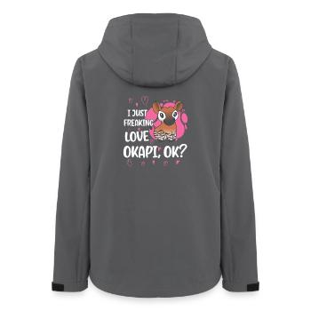 I love okapi - Women’s Recycled Softshell Jacket by Stanley/Stella - anthracite - Back - AI Model Female 172 light (172cm)