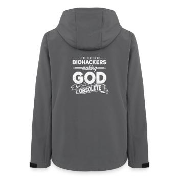 Biohacker Making God Obsolete - Women’s Recycled Softshell Jacket by Stanley/Stella - anthracite - Back - AI Model Female 172 light (172cm)