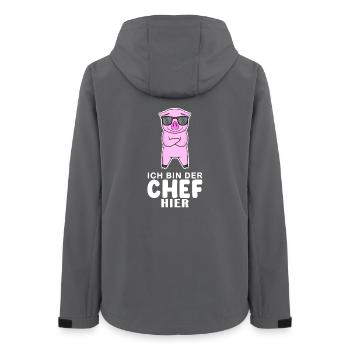cooles Schwein Chef Spruch - Frauen Recycelte Softshelljacke von Stanley/Stella - Anthrazit - Hinten - AI Model Female 172 light (172cm)