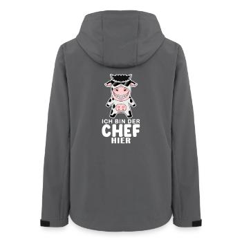 coole Kuh Chef Spruch - Frauen Recycelte Softshelljacke von Stanley/Stella - Anthrazit - Hinten - AI Model Female 172 light (172cm)