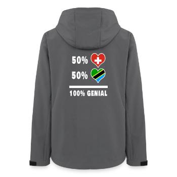 Ruanda und Schweiz 100% Genial Flagge - Frauen Recycelte Softshelljacke von Stanley/Stella - Anthrazit - Hinten - AI Model Female 172 light (172cm)