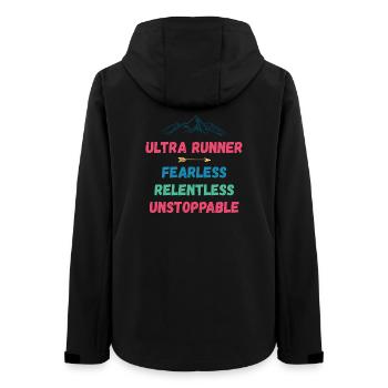 Ultra Runnner - Furchtlos. Unerbittlich. Unaufhaltsam. - Frauen Recycelte Softshelljacke von Stanley/Stella - Schwarz - Hinten - AI Model Female 172 light (172cm)