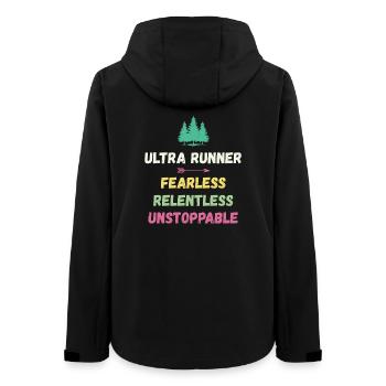 Ultra Runnner - Furchtlos. Unerbittlich. Unaufhaltsam. - Frauen Recycelte Softshelljacke von Stanley/Stella - Schwarz - Hinten - AI Model Female 172 light (172cm)