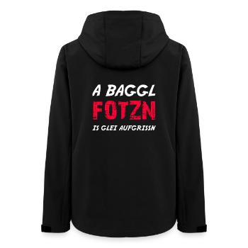 Bayrischer Spruch Fotzn - Frauen Recycelte Softshelljacke von Stanley/Stella - Schwarz - Hinten - AI Model Female 172 light (172cm)