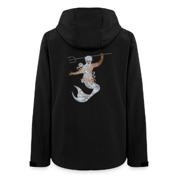 geheimnisvoller Wassermann mit Dreizack und Flosse - Frauen Recycelte Softshelljacke von Stanley/Stella - Schwarz - Hinten - AI Model Female 172 light (172cm)