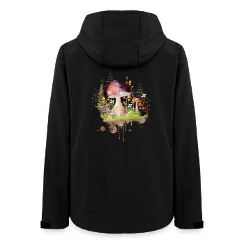 colorful mushroom watercolor inspired by nature - Women’s Recycled Softshell Jacket by Stanley/Stella - black - Back - AI Model Female 172 light (172cm)