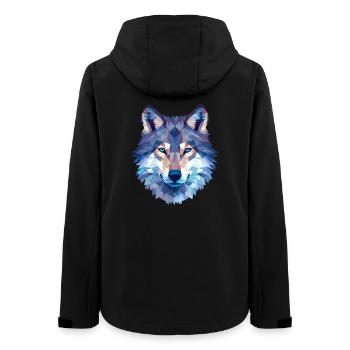 Wolf Polygon Design - Wild Animal Nature Motif - Women’s Recycled Softshell Jacket by Stanley/Stella - black - Back - AI Model Female 172 light (172cm)