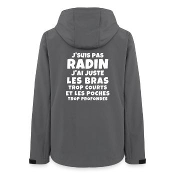radin, super radin, je suis une pince - Veste softshell femme recyclée Stanley/Stella - charbon - Dos - AI Model Female 172 light (172cm)