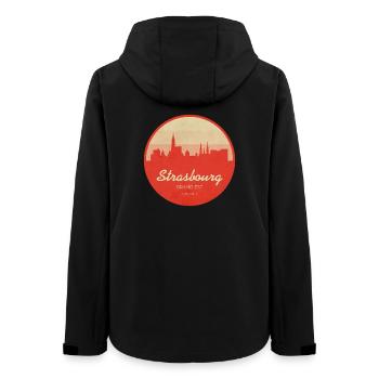 Strasbourg Skyline Vintage Circle - Frauen Recycelte Softshelljacke von Stanley/Stella - Schwarz - Hinten - AI Model Female 172 light (172cm)
