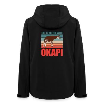 Okapi in harmony with nature - Women’s Recycled Softshell Jacket by Stanley/Stella - black - Back - AI Model Female 172 light (172cm)