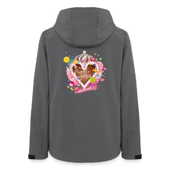 Lebkuchenherz mit Zuckerguß Wünsche und Krone - Frauen Recycelte Softshelljacke von Stanley/Stella - Anthrazit - Hinten - AI Model Female 172 light (172cm)