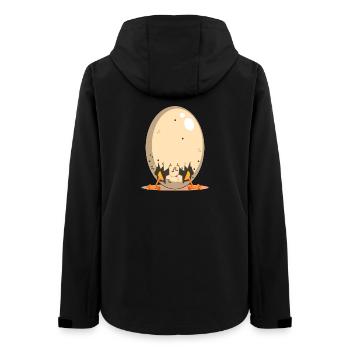Funny Chicken Egg - Chicken Coop Cartoon - Women’s Recycled Softshell Jacket by Stanley/Stella - black - Back - AI Model Female 172 light (172cm)