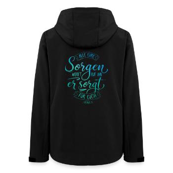 Cast all your sorrows on him - Women’s Recycled Softshell Jacket by Stanley/Stella - black - Back - AI Model Female 172 light (172cm)