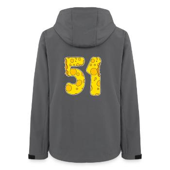 51 Jahre Lustig Käse - Frauen Recycelte Softshelljacke von Stanley/Stella - Anthrazit - Hinten - AI Model Female 172 light (172cm)