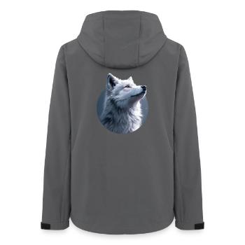 Illustration de Loup Blanc - Veste softshell femme recyclée Stanley/Stella - charbon - Dos - AI Model Female 172 light (172cm)