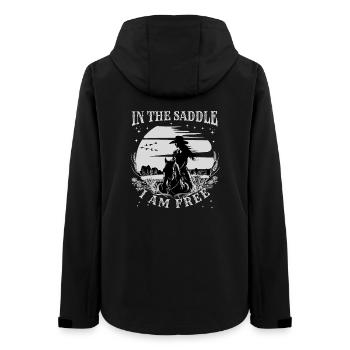 In The Saddle I am Free - Horse Lover Gift Idea - Frauen Recycelte Softshelljacke von Stanley/Stella - Schwarz - Hinten - AI Model Female 172 light (172cm)