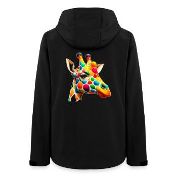 Girafe colorée et peinte comme Arlequin - Veste softshell femme recyclée Stanley/Stella - noir - Dos - AI Model Female 172 light (172cm)