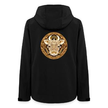 Golden Bull Head Mandala - Women’s Recycled Softshell Jacket by Stanley/Stella - black - Back - AI Model Female 172 light (172cm)