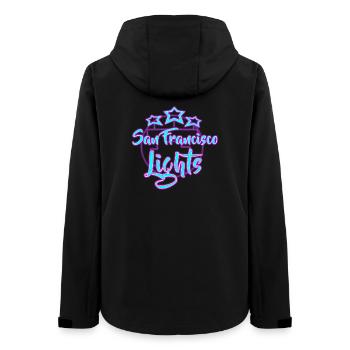 Neon San Francisco Lights Design - Women’s Recycled Softshell Jacket by Stanley/Stella - black - Back - AI Model Female 172 light (172cm)
