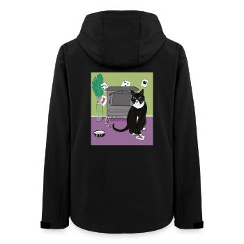 Katze Königin der Herzen. - Frauen Recycelte Softshelljacke von Stanley/Stella - Schwarz - Hinten - AI Model Female 172 light (172cm)