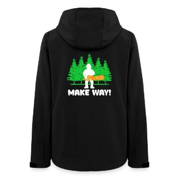Holzfäller Holzarbeit Baum Motorsäge Statement - Frauen Recycelte Softshelljacke von Stanley/Stella - Schwarz - Hinten - AI Model Female 172 light (172cm)