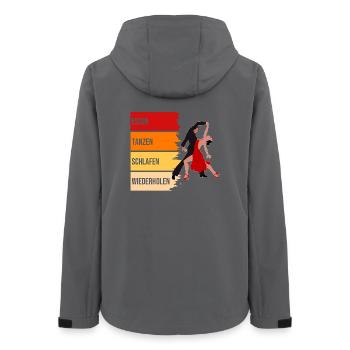 Essen, Tanzen, Schlafen, Wiederholen - Frauen Recycelte Softshelljacke von Stanley/Stella - Anthrazit - Hinten - AI Model Female 172 light (172cm)