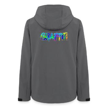 Graffiti Street Art Illustration Kunst Spraydose - Frauen Recycelte Softshelljacke von Stanley/Stella - Anthrazit - Hinten - AI Model Female 172 light (172cm)