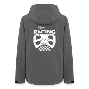 Sim Racing Gamer Formula Steering Wheel Checkered Flag Logo - Women’s Recycled Softshell Jacket by Stanley/Stella - anthracite - Back - AI Model Female 172 light (172cm)