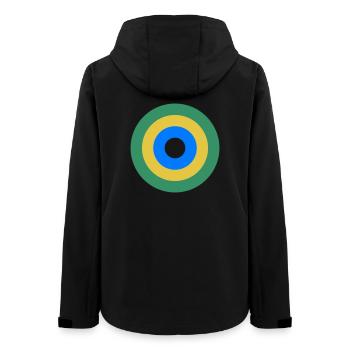 Geometrische Ringe in Grün-Gold-Blau,  - Frauen Recycelte Softshelljacke von Stanley/Stella - Schwarz - Hinten - AI Model Female 172 light (172cm)