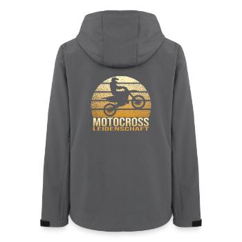 Motocross Leidenschaft - Frauen Recycelte Softshelljacke von Stanley/Stella - Anthrazit - Hinten - AI Model Female 172 light (172cm)