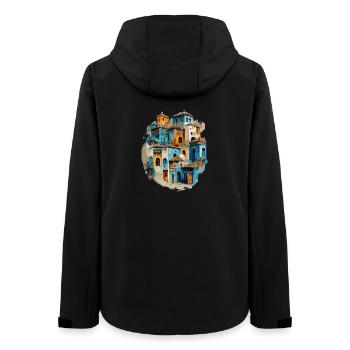 Village de maisons colorées en teinte bleue - Veste softshell femme recyclée Stanley/Stella - noir - Dos - AI Model Female 172 light (172cm)
