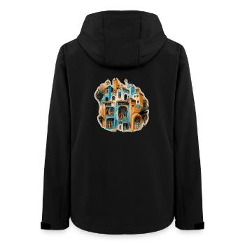 Enchanting Moorish building in blue tones - Women’s Recycled Softshell Jacket by Stanley/Stella - black - Back - AI Model Female 172 light (172cm)