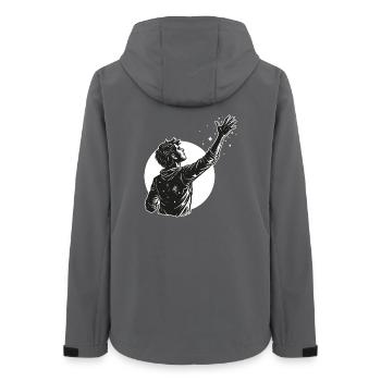 Cosmic Reach in Black and White - Women’s Recycled Softshell Jacket by Stanley/Stella - anthracite - Back - AI Model Female 172 light (172cm)
