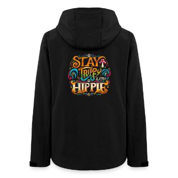 stay trippy little hippie spruch 70er jahre - Frauen Recycelte Softshelljacke von Stanley/Stella - Schwarz - Hinten - AI Model Female 172 light (172cm)