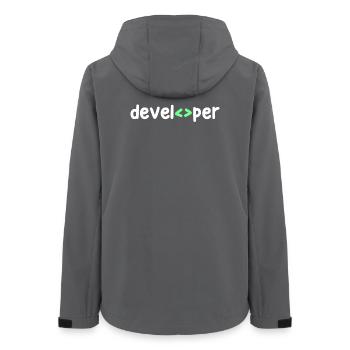Développeur Code Scripting Debug Informatik Geek - Veste softshell femme recyclée Stanley/Stella - charbon - Dos - AI Model Female 172 light (172cm)