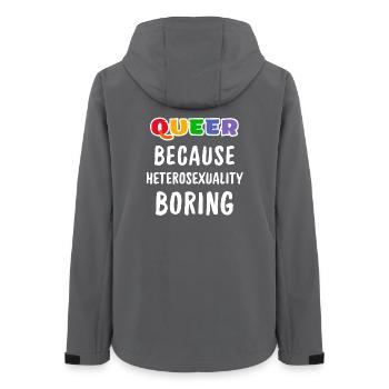 Queer because heterosexuality boring - Women’s Recycled Softshell Jacket by Stanley/Stella - anthracite - Back - AI Model Female 172 light (172cm)